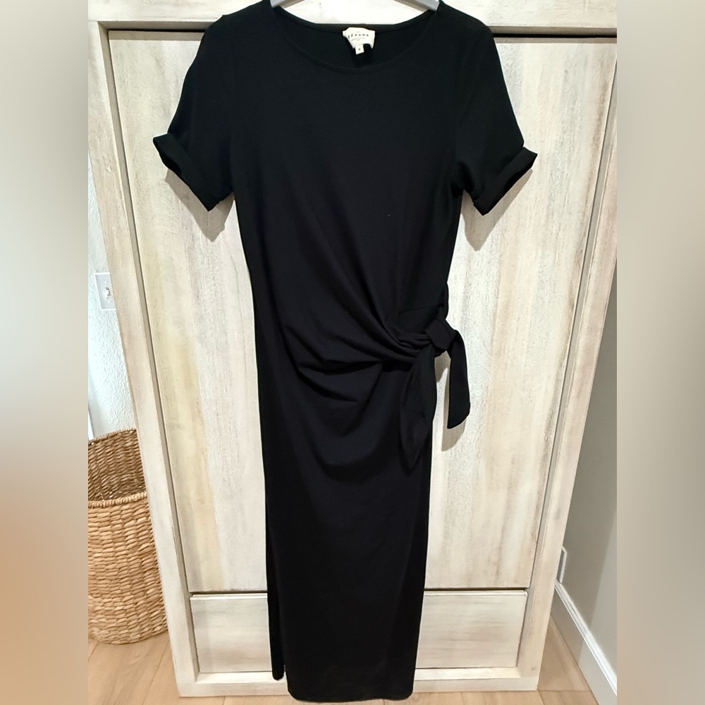 Sezane Black Tie-Waist Dress